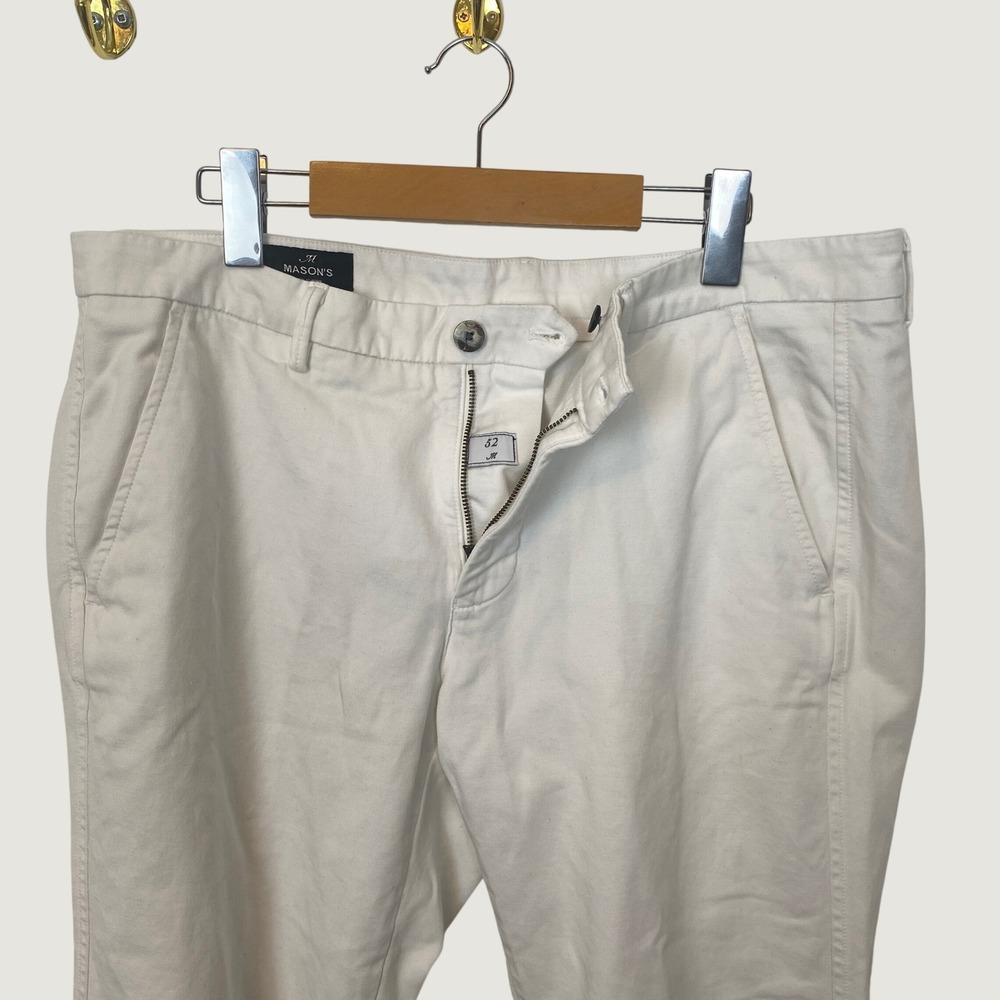 Mason's Torino Jersey Chino Pants Mens 52 US 36x29 White Slim Trousers